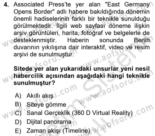 Dijital Yayıncılık Dersi 2020 - 2021 Yılı Yaz Okulu Sınav Soruları 4. Soru