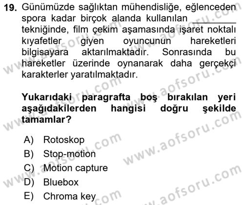 Dijital Yayıncılık Dersi 2021 - 2022 Yılı (Vize) Ara Sınavı 19. Soru