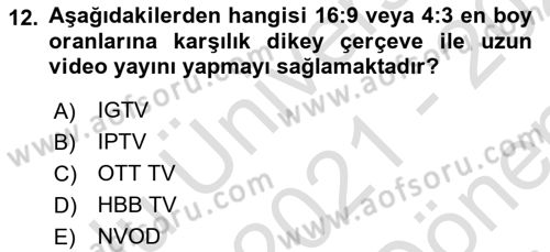 Dijital Yayıncılık Dersi 2021 - 2022 Yılı (Final) Dönem Sonu Sınav Soruları 12. Soru