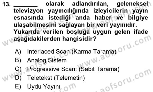 Dijital Yayıncılık Dersi 2021 - 2022 Yılı (Final) Dönem Sonu Sınav Soruları 13. Soru