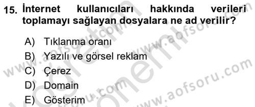 Dijital Yayıncılık Dersi 2021 - 2022 Yılı (Final) Dönem Sonu Sınav Soruları 15. Soru