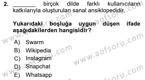 Dijital Yayıncılık Dersi 2021 - 2022 Yılı (Final) Dönem Sonu Sınav Soruları 2. Soru