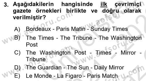 Dijital Yayıncılık Dersi 2021 - 2022 Yılı Yaz Okulu Sınav Soruları 3. Soru
