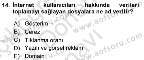 Dijital Yayıncılık Dersi 2023 - 2024 Yılı (Final) Dönem Sonu Sınav Soruları 14. Soru