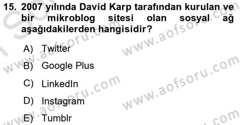 Dijital Yayıncılık Dersi 2023 - 2024 Yılı (Final) Dönem Sonu Sınav Soruları 15. Soru