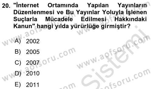Dijital Yayıncılık Dersi 2023 - 2024 Yılı (Final) Dönem Sonu Sınav Soruları 20. Soru