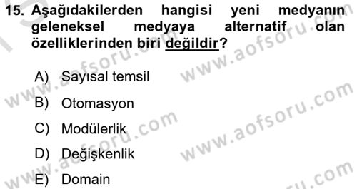 Dijital Yayıncılık Dersi 2024 - 2025 Yılı (Final) Dönem Sonu Sınav Soruları 15. Soru