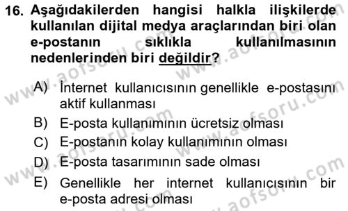 Dijital Yayıncılık Dersi 2024 - 2025 Yılı (Final) Dönem Sonu Sınav Soruları 16. Soru
