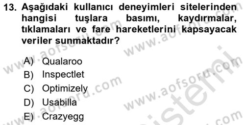 Sosyal Medya Araçları 2 Dersi 2020 - 2021 Yılı Yaz Okulu Sınav Soruları 13. Soru