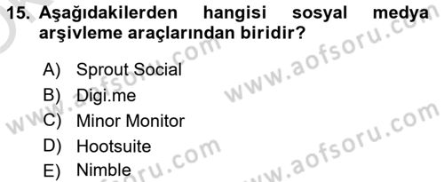 Sosyal Medya Araçları 2 Dersi 2020 - 2021 Yılı Yaz Okulu Sınav Soruları 15. Soru