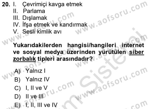 Sosyal Medya Araçları 2 Dersi 2020 - 2021 Yılı Yaz Okulu Sınav Soruları 20. Soru