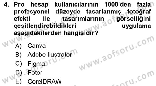 Sosyal Medya Araçları 2 Dersi 2020 - 2021 Yılı Yaz Okulu Sınav Soruları 4. Soru