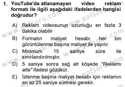 Sosyal Medya Araçları 2 Dersi 2021 - 2022 Yılı (Final) Dönem Sonu Sınav Soruları 1. Soru