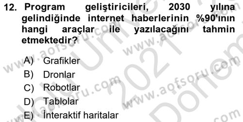 Sosyal Medya Araçları 2 Dersi 2021 - 2022 Yılı (Final) Dönem Sonu Sınav Soruları 12. Soru