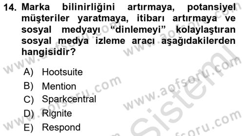 Sosyal Medya Araçları 2 Dersi 2021 - 2022 Yılı (Final) Dönem Sonu Sınav Soruları 14. Soru