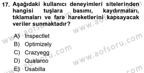 Sosyal Medya Araçları 2 Dersi 2021 - 2022 Yılı (Final) Dönem Sonu Sınav Soruları 17. Soru