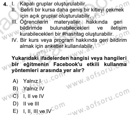 Sosyal Medya Araçları 2 Dersi 2021 - 2022 Yılı (Final) Dönem Sonu Sınav Soruları 4. Soru