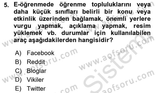 Sosyal Medya Araçları 2 Dersi 2021 - 2022 Yılı (Final) Dönem Sonu Sınav Soruları 5. Soru