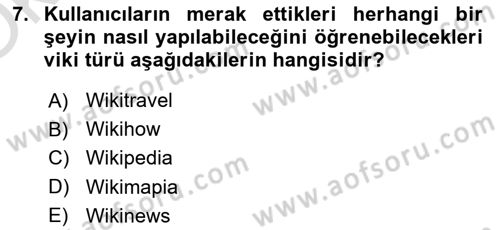 Sosyal Medya Araçları 2 Dersi 2021 - 2022 Yılı Yaz Okulu Sınav Soruları 7. Soru