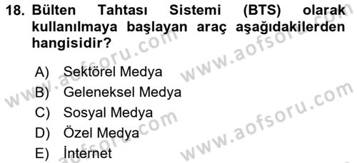 Sosyal Medya Araçları 1 Dersi 2020 - 2021 Yılı Yaz Okulu Sınav Soruları 18. Soru