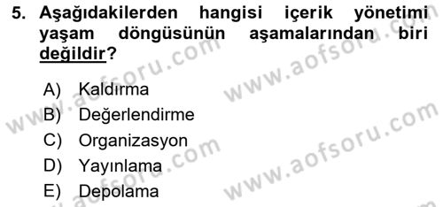 Sosyal Medya Araçları 1 Dersi 2020 - 2021 Yılı Yaz Okulu Sınav Soruları 5. Soru
