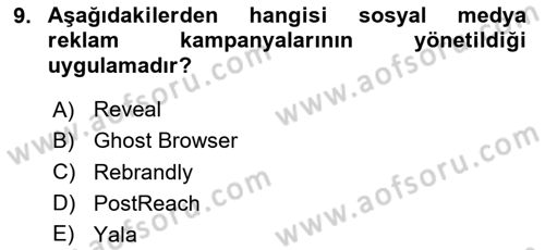 Sosyal Medya Araçları 1 Dersi 2020 - 2021 Yılı Yaz Okulu Sınav Soruları 9. Soru