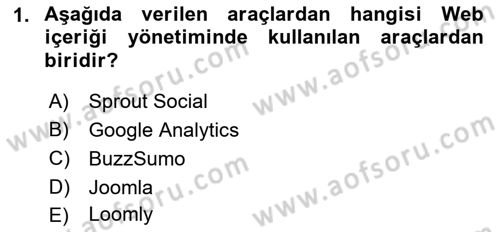 Sosyal Medya Araçları 1 Dersi 2021 - 2022 Yılı (Vize) Ara Sınav Soruları 1. Soru