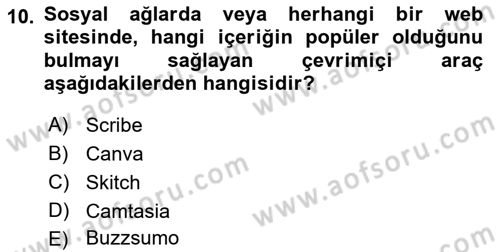Sosyal Medya Araçları 1 Dersi 2021 - 2022 Yılı (Vize) Ara Sınav Soruları 10. Soru