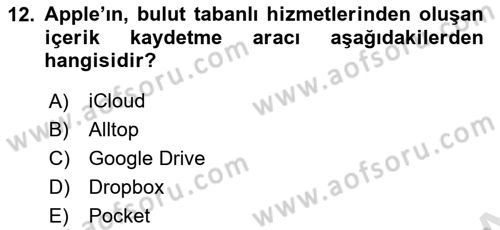 Sosyal Medya Araçları 1 Dersi 2021 - 2022 Yılı (Vize) Ara Sınav Soruları 12. Soru
