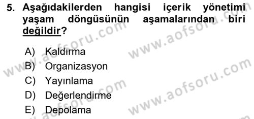Sosyal Medya Araçları 1 Dersi 2021 - 2022 Yılı (Vize) Ara Sınav Soruları 5. Soru