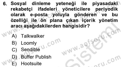 Sosyal Medya Araçları 1 Dersi 2021 - 2022 Yılı (Vize) Ara Sınav Soruları 6. Soru