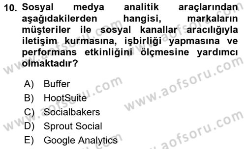 Sosyal Medya Araçları 1 Dersi 2021 - 2022 Yılı (Final) Dönem Sonu Sınav Soruları 10. Soru