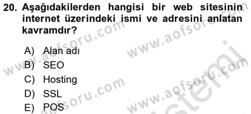 Sosyal Medya Araçları 1 Dersi 2021 - 2022 Yılı (Final) Dönem Sonu Sınav Soruları 20. Soru