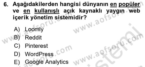 Sosyal Medya Araçları 1 Dersi 2021 - 2022 Yılı (Final) Dönem Sonu Sınav Soruları 6. Soru
