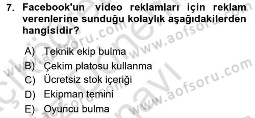 Sosyal Medya Araçları 1 Dersi 2021 - 2022 Yılı (Final) Dönem Sonu Sınav Soruları 7. Soru