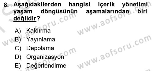 Sosyal Medya Araçları 1 Dersi 2021 - 2022 Yılı (Final) Dönem Sonu Sınav Soruları 8. Soru