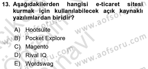 Sosyal Medya Araçları 1 Dersi 2021 - 2022 Yılı Yaz Okulu Sınav Soruları 13. Soru
