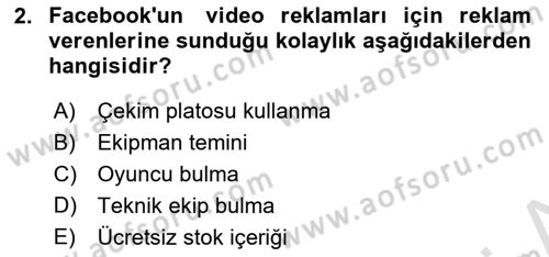 Sosyal Medya Araçları 1 Dersi 2021 - 2022 Yılı Yaz Okulu Sınav Soruları 2. Soru