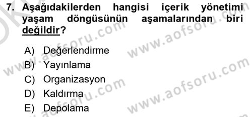 Sosyal Medya Araçları 1 Dersi 2021 - 2022 Yılı Yaz Okulu Sınav Soruları 7. Soru