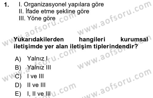 Sosyal Medya ve Kurumsal İletişim Dersi 2021 - 2022 Yılı (Vize) Ara Sınav Soruları 1. Soru