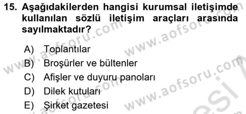 Sosyal Medya ve Kurumsal İletişim Dersi 2021 - 2022 Yılı (Vize) Ara Sınav Soruları 15. Soru