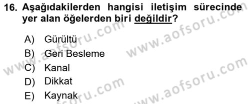 Sosyal Medya ve Kurumsal İletişim Dersi 2023 - 2024 Yılı (Vize) Ara Sınav Soruları 16. Soru