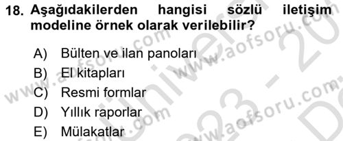 Sosyal Medya ve Kurumsal İletişim Dersi 2023 - 2024 Yılı (Vize) Ara Sınav Soruları 18. Soru