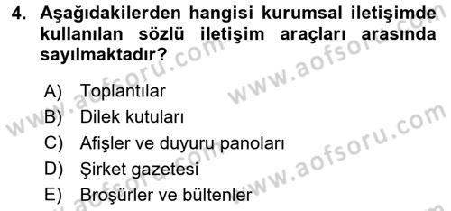 Sosyal Medya ve Kurumsal İletişim Dersi 2023 - 2024 Yılı (Vize) Ara Sınav Soruları 4. Soru