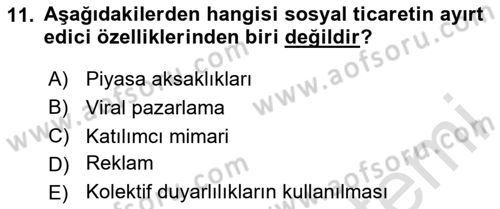 Sosyal Medya ve Kurumsal İletişim Dersi 2023 - 2024 Yılı (Final) Dönem Sonu Sınav Soruları 11. Soru