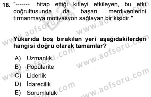 Sosyal Medya ve Kurumsal İletişim Dersi 2023 - 2024 Yılı (Final) Dönem Sonu Sınav Soruları 18. Soru