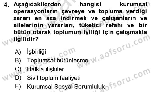 Sosyal Medya ve Kurumsal İletişim Dersi 2023 - 2024 Yılı (Final) Dönem Sonu Sınav Soruları 4. Soru