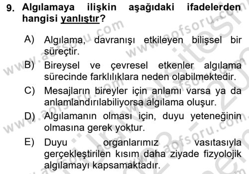 Sosyal Medya ve Kurumsal İletişim Dersi 2023 - 2024 Yılı (Final) Dönem Sonu Sınav Soruları 9. Soru