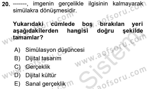 Dijital Tasarım Dersi 2022 - 2023 Yılı (Vize) Ara Sınav Soruları 20. Soru