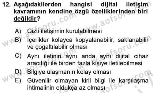 Dijital Tasarım Dersi 2023 - 2024 Yılı (Vize) Ara Sınav Soruları 12. Soru